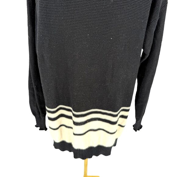 Daisy Fuentes Tunic Sweater XL Black White Stripe Knit Long Sleeve Crew Neck EUC - Picture 13 of 14